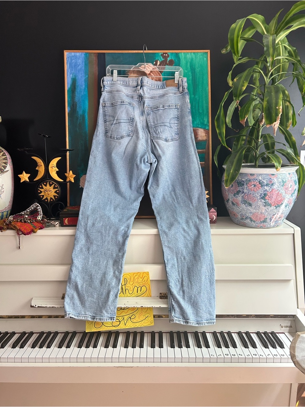 American Eagle Straight Leg Jeans Mens 32x30 Light Wash Blue Denim Stretch - Picture 5 of 16